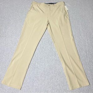 NWT Izod Swing Flex Golf Pants Men W34 Beige Slim Fit Stretch UPF Protection
